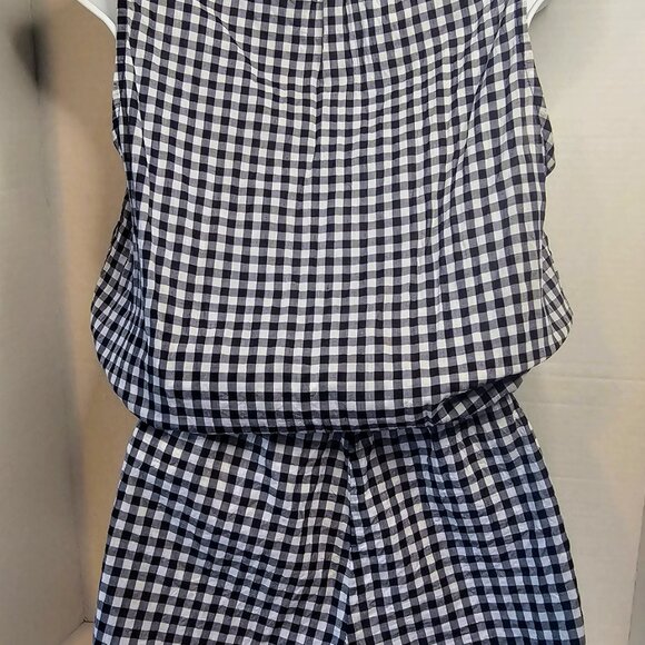 J. CREW GINGHAM ROMPER NAVY/WHITE COTTON DRAWSTRING WAIST SZ‎ XS 3" INSEAM - Picture 6 of 13